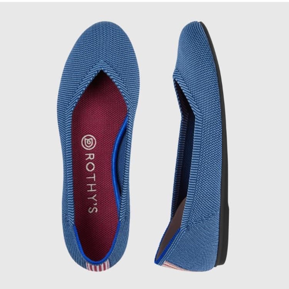 Rothy’s indigo mini stripe flats 10.5